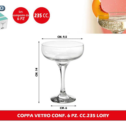 Coppa Vetro Conf. 6 Pz. Cc.235 Lory Gicos