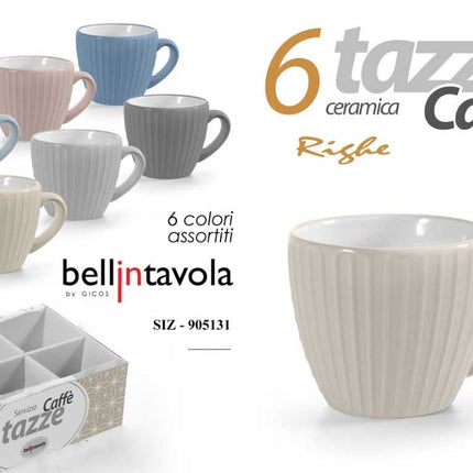 Tazzine Caffe' Conf. 6 Pz. S/Piatt. Col. Ass. Gicos