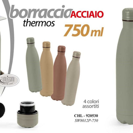 Borraccia Termica Lt.0,75 Acciaio Col. Ass. Gicos
