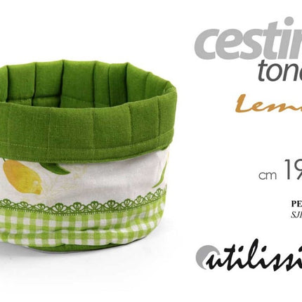 Cestino Cotone Tondo Cm.19 Dec. Limoni Gicos