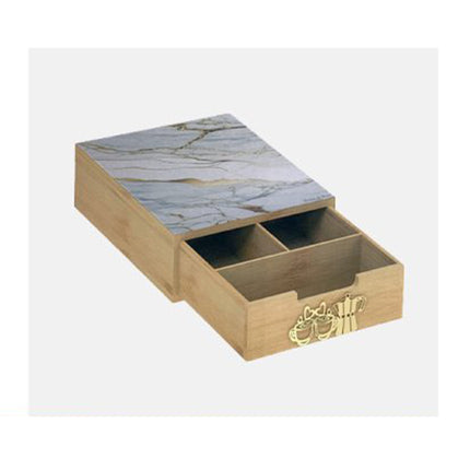 Portacialde Bamboo Effetto Marmo Gold Silver Moka Cassetto Porta Capsule Caffè