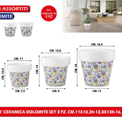 Gerimport CASPO' CERAMICA DOLOMITE SET 3 PZ. CM.11X10,3h-13,8X13h-16,3X16h Gerimport