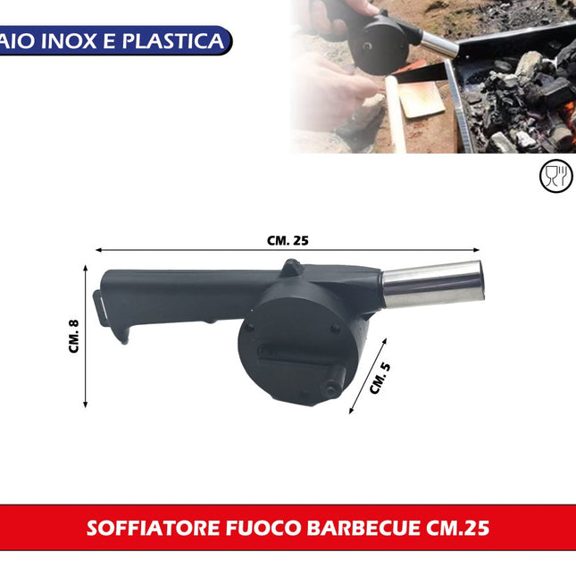 Soffiatore Fuoco Barbecue 25 cm - Riattiva la Brace Senza Fatica Gerimport