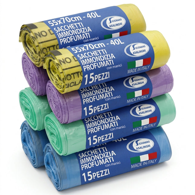 Sacchetti Immondizia 40 Litri con Manici GAMEF (55x70 cm) | Super Resistenti e Antigoccia Gamef