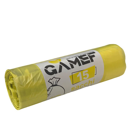Sacchetti Immondizia Lt.40 Cm.55x70 A Tenuta di Liquidi | Diversi Colori Giallo Gamef