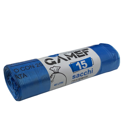 Sacchetti Immondizia Lt.40 Cm.55x70 A Tenuta di Liquidi | Diversi Colori Azzurro Gamef