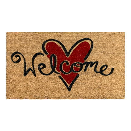 Sicignano Zerbino in Fibra di Cocco Gulliver 40x70 cm con Fondo Antiscivolo – Tappeto Ingresso Interno/Esterno per Casa, Ufficio e Negozi Welcome con cuore Casalinghi Sicignano