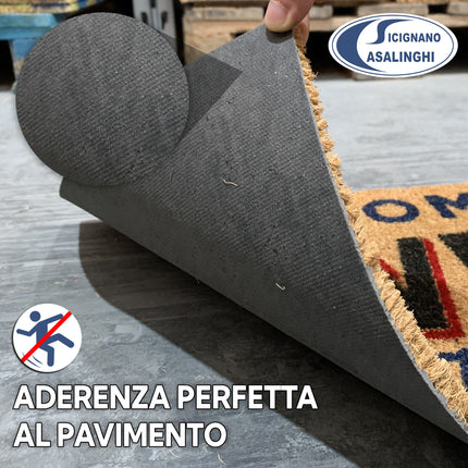 Sicignano Zerbino in Fibra di Cocco Gulliver 40x70 cm con Fondo Antiscivolo – Tappeto Ingresso Interno/Esterno per Casa, Ufficio e Negozi Casalinghi Sicignano