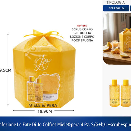 Confezione le Fate di Jo Coffret Miele&pera 4 Pz. S/G+b/L+scrub+spugna