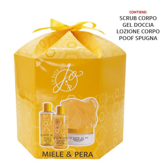 Le Fate di Jo Coffret Miele & Pera Set Regalo 4 Pz, Confezione Cosmetica per Cura della Pelle Gima Profumi Srl