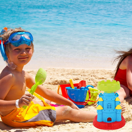 Castello da Spiaggia per Bambini con Paletta e Rastrello – Giocattolo Estate Ø18x23h cm in Plastica – Colori Assortiti per Castelli di Sabbia