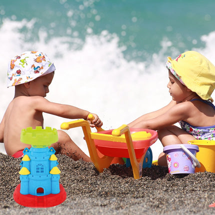 Castello da Spiaggia per Bambini con Paletta e Rastrello – Giocattolo Estate Ø18x23h cm in Plastica – Colori Assortiti per Castelli di Sabbia