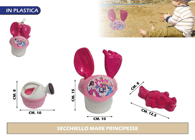 Secchiello Mare per Bambini con Motivi Fantasia per Giochi e Spiaggia Principesse International