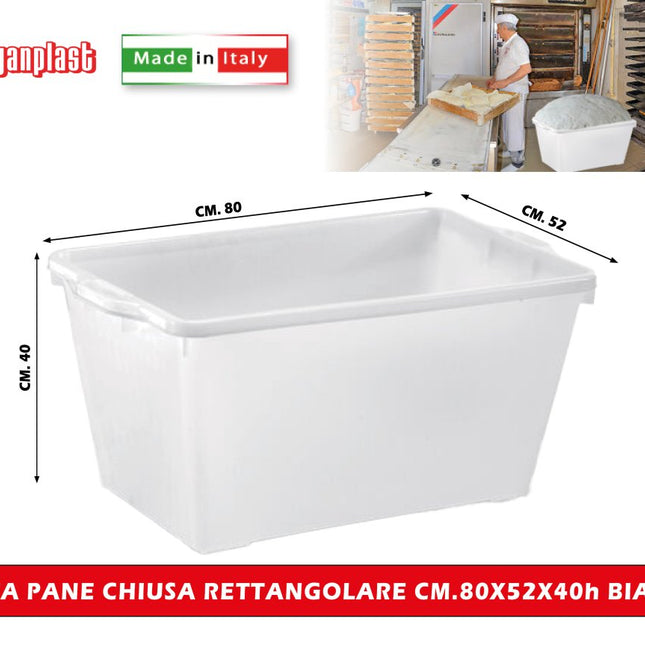 Giganplast Cesta Pane Aperta/Chiusa in Polietilene, Made in Italy, Idonea Alimenti, Lavastoviglie, Forno, Freezer Chiuso 80 x 52 x 40h cm Giganplast