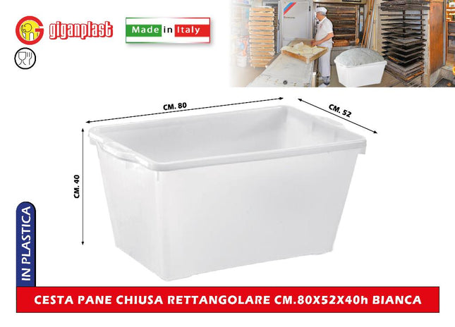 Giganplast Cesta Pane Chiusa Rettangolare Bianca - 80X52X40Cm Giganplast
