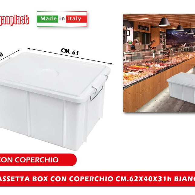 Giganplast Cassetta Box Con Coperchio 62X40X31 Cm Bianca Horeca Giganplast