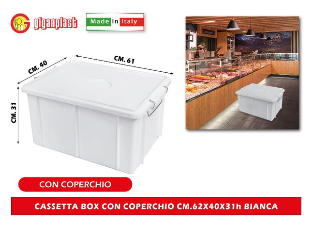 Giganplast Cassetta Box Con Coperchio 62X40X31 Cm Bianca Horeca Giganplast