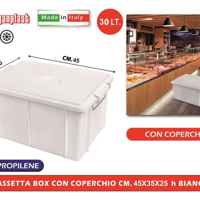 Giganplast CASSETTA BOX CON COPERCHIO BIANCA/TRASPARENTE Bianco 45 x 35 x 25h cm Giganplast