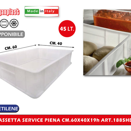 Cassetta Service Giganplast Piena/Forata | Contenitore Alimentare Professionale MOCA in Polietilene per Impasti, Cella e Freezer | Lavabile in Lavastoviglie - Made in Italy Cassetta Piena 60 x 40 x 19h cm Giganplast