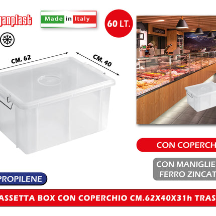 Giganplast CASSETTA BOX CON COPERCHIO BIANCA/TRASPARENTE Trasparente 62 x 40 x 31h cm Giganplast