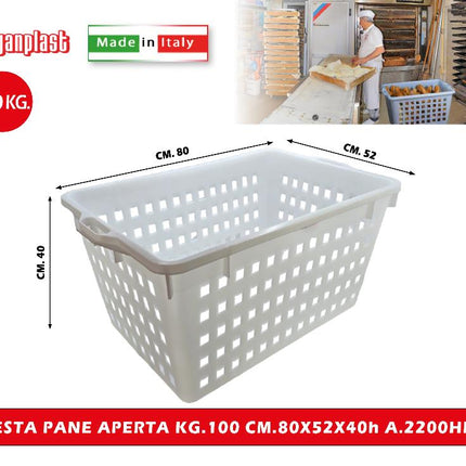 Giganplast Cesta Pane Aperta 100Kg - 80X52X40Cm (Modello A.2200Hd5) Giganplast