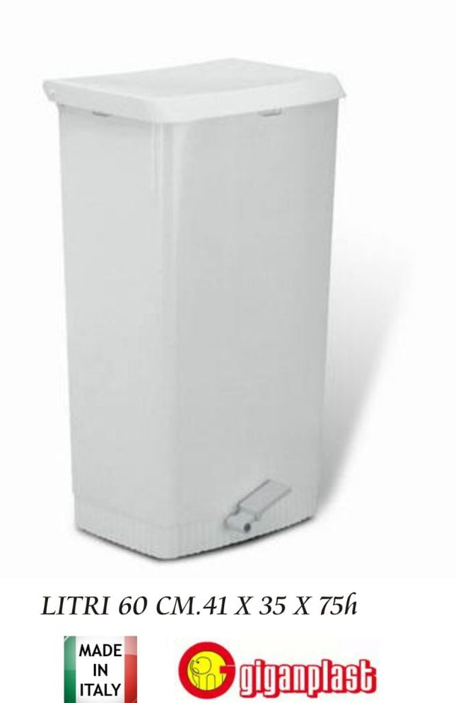 Giganplast Pattumiera Con Pedale E Reggisacco 60 Litri Bianca Giganplast