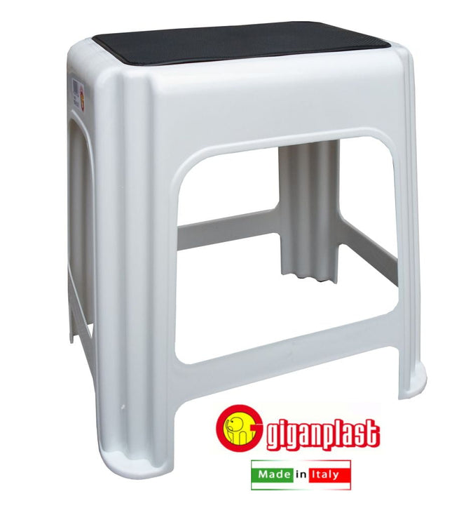 Giganplast Sgabello In Plastica Con Tappetino Bianco - 42X32X43Cm Giganplast