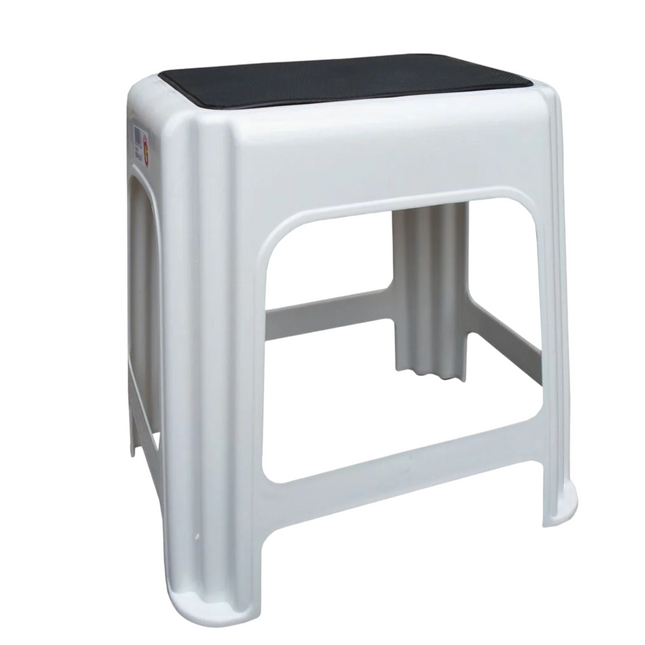 Giganplast Sgabello In Plastica Con Tappetino Bianco - 42X32X43Cm