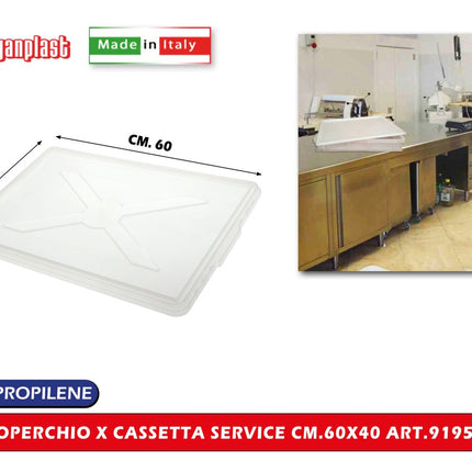 Cassetta Service Giganplast Piena/Forata | Contenitore Alimentare Professionale MOCA in Polietilene per Impasti, Cella e Freezer | Lavabile in Lavastoviglie - Made in Italy Coperchio 60 x 40 cm Giganplast