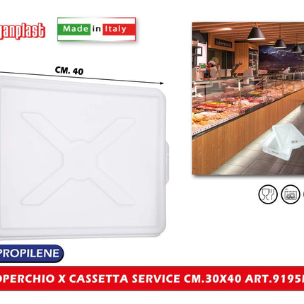 Cassetta Service Giganplast Piena/Forata | Contenitore Alimentare Professionale MOCA in Polietilene per Impasti, Cella e Freezer | Lavabile in Lavastoviglie - Made in Italy Coperchio 40 x 30 cm Giganplast