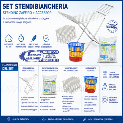 Kit Stendibiancheria Composto da Stendino Zaffiro + Diverse Configurazioni Vileda