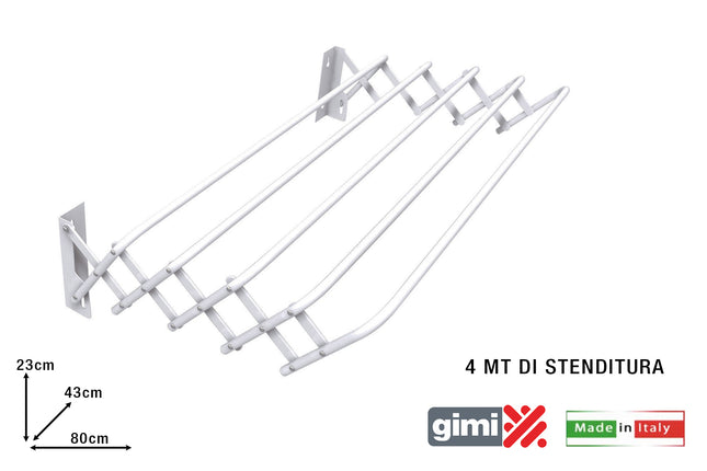 Gimi Stendibiancheria Telescopico Brio Super In Acciaio Bagno Terrazzo Balcone Gimi 80 cm Gimi
