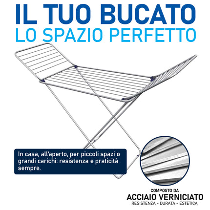 Sicignano Stendibiancheria Fonzies Ripiegabile Acciaio 180X55X90 Cm