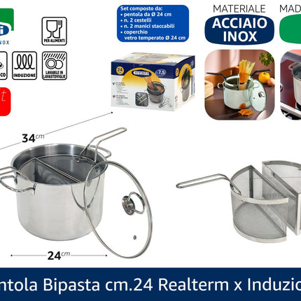 Pentola Bipasta Cm.24 Realterm X Induzione Fratelli Gnali