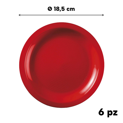 Piatto Dessert Cm.18,5 Conf. 6 Pz. Rosso Riutilizzabili Goldplast