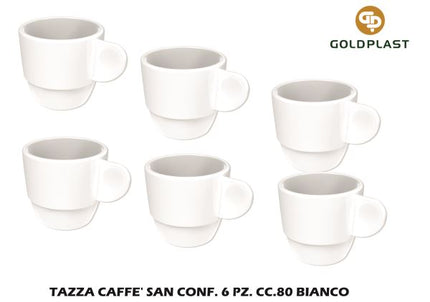 Tazza Caffe' San Conf. 6 Pz. Cc.80 Bianco Goldplast