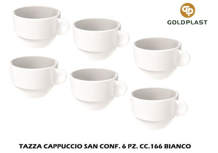 Tazza Cappuccio San Conf. 6 Pz. Cc.166 Bianco Goldplast