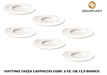 Piattino Tazza Cappuccio Conf. 6 Pz. Cm.12,9 Bianco Goldplast