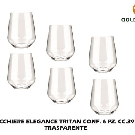 Bicchiere Elegance Tritan Conf. 6 Pz. Cc.390 Trasparente Goldplast