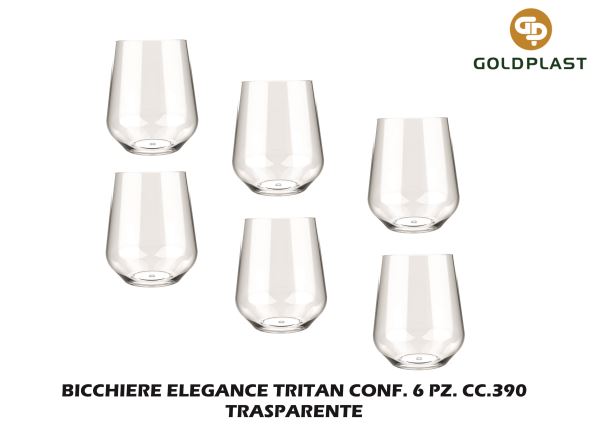 Bicchiere Elegance Tritan Conf. 6 Pz. Cc.390 Trasparente Goldplast