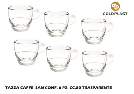 Tazza Caffe' San Conf. 6 Pz. Cc.80 Trasparente Goldplast