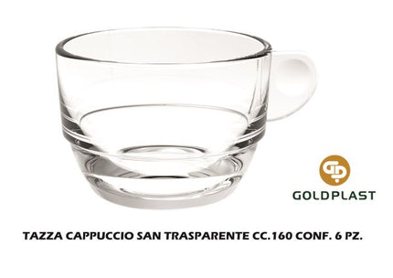 Tazza Cappuccio San Trasparente Cc.166 Conf. 6 Pz. Goldplast