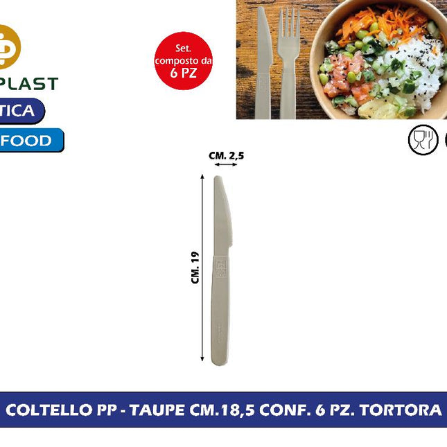 Coltello Pp - Taupe Cm.18,5 Conf. 6 Pz. Tortora Goldplast