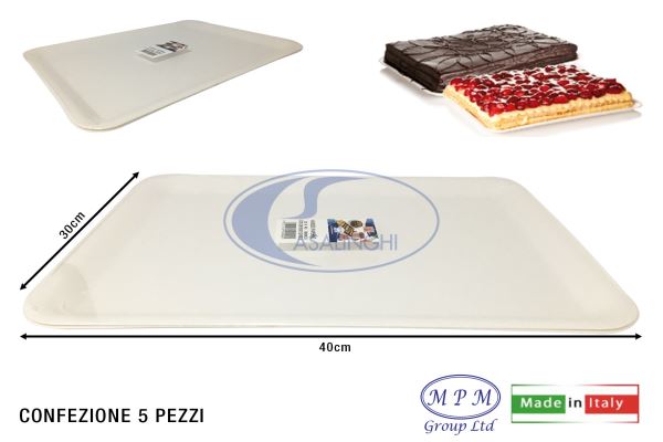 Vassoio Paperino Conf. 5 Pz. Cm.30X40 Bianco GP Plast