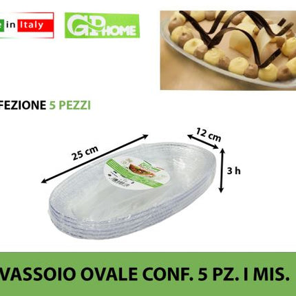 Vassoio Ovale Conf. 5 Pz. I Mis. GP Plast