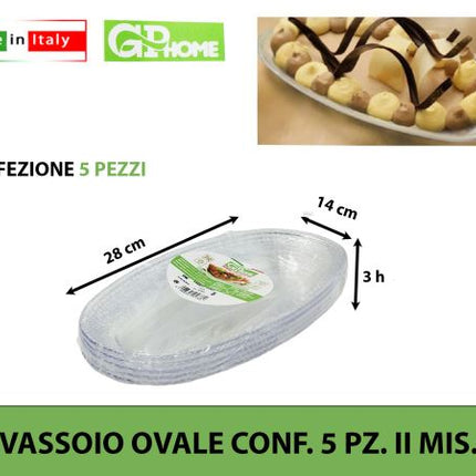 Vassoio Ovale Conf. 5 Pz. Ii Mis. GP Plast