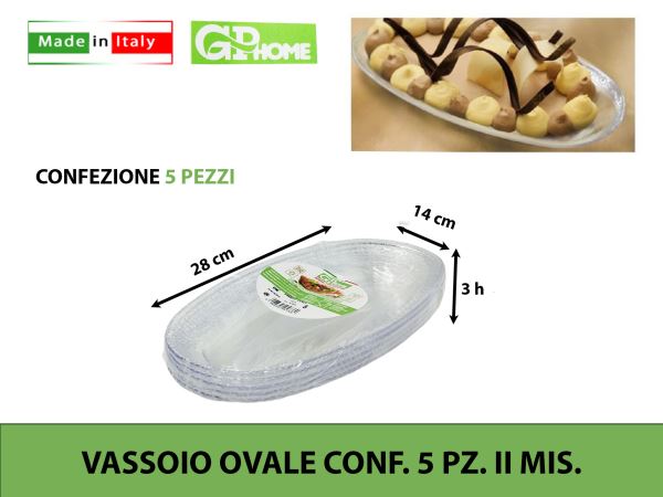 Vassoio Ovale Conf. 5 Pz. Ii Mis. GP Plast