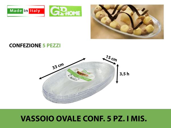 Vassoio Ovale Conf. 5 Pz. Iii Mis. GP Plast