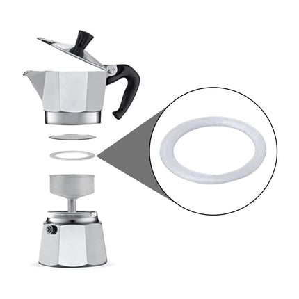Guarnizioni Universali Moka 3 Tazze Ricambi 2Pz Per Caffettiera + Filtro E Imbuto