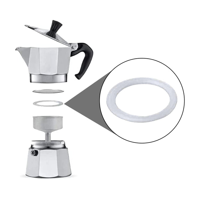 Guarnizioni Universali Moka 3 Tazze Ricambi 2Pz Per Caffettiera + Filtro E Imbuto